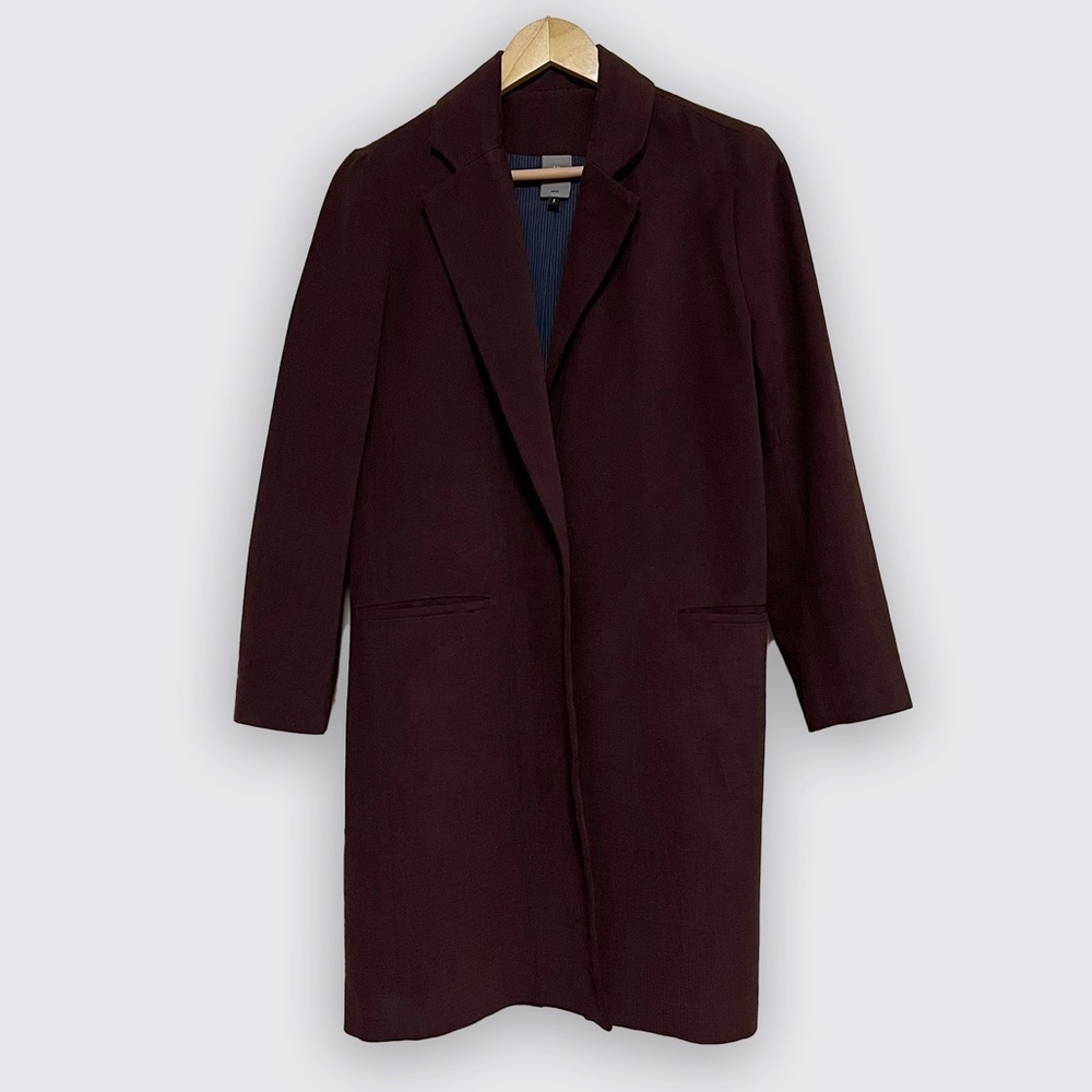 Anne Willi Paris - Minimalist Mid-Length Tailored Jacket - Plum/Wine